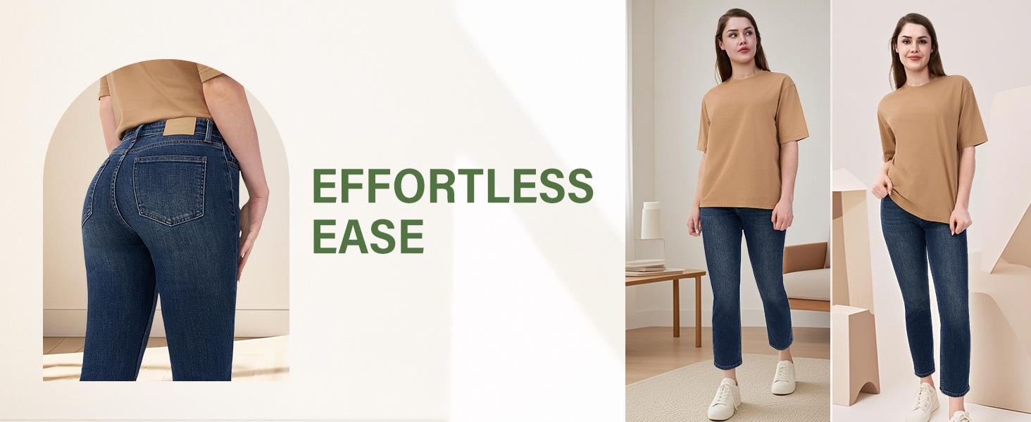 Women's Minimalist High Waist Denim Stretch Straight Leg Jeans, Trendy Multi-Pocket Denim Trousers for Women, Classic Women's Pants, Street Womenswear, Cute Jeans