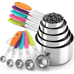 Measuring Cups and Spoons Set, Stainless Steel, Kitchen Utensils for Cooking and Baking (10)