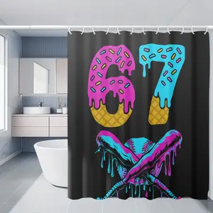 Christmas Tree Shower Curtain Set, Striped Design, Washable Bathroom Decor, Bathroom Decoration Accessories, Includes 12 Hooks & Non-Slip Mat, Holiday Gift