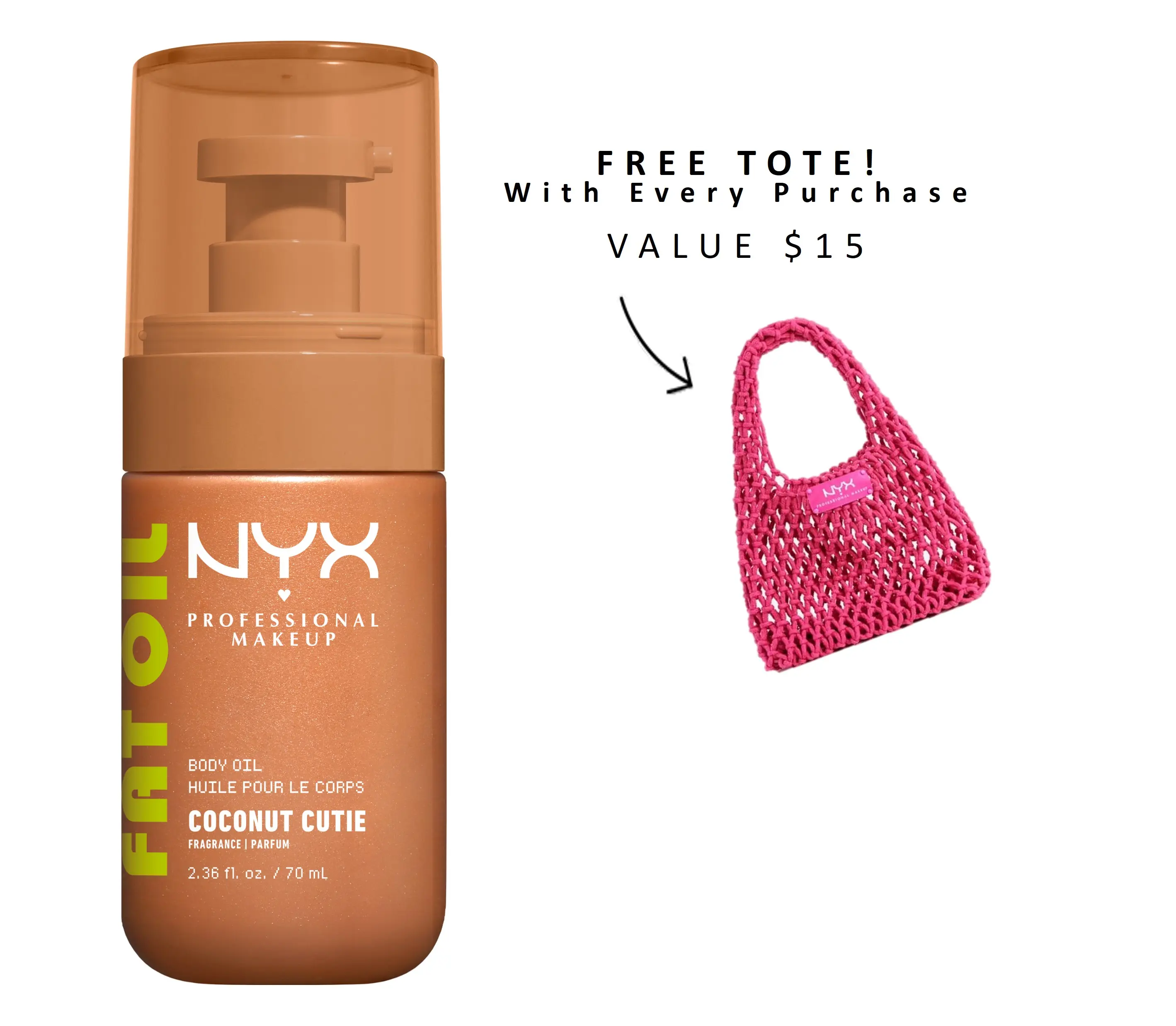 [NEW] Coconut Cutie Fat Oil Scented Body Oil, 24H Hydration, 4 Glowy Finishes, NYX Professional Makeup