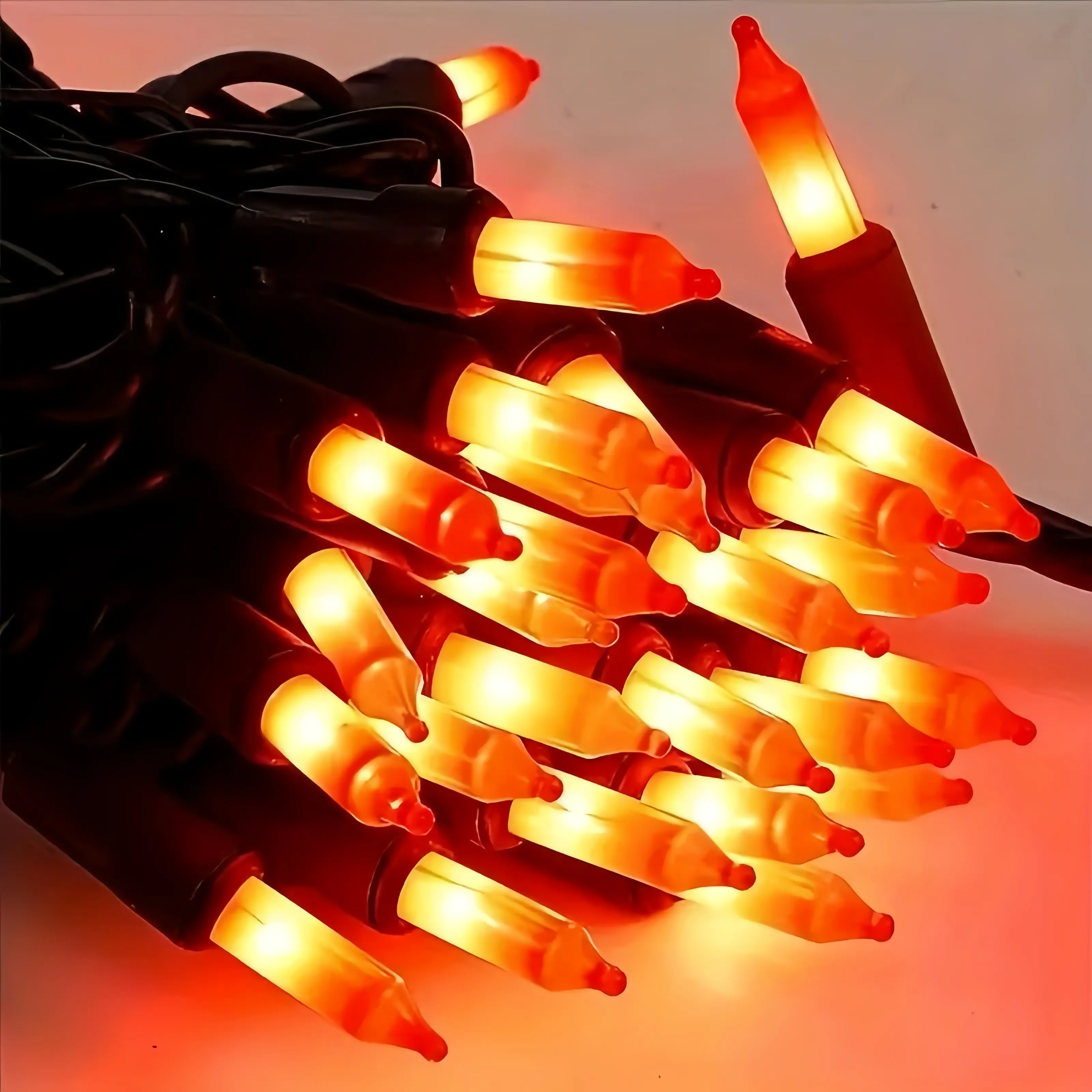 100 LED Halloween Mini String Lights, Orange, Orange and Purple Mix and Match Decorative Lights, Battery Operated, Perfect for Haunted House Parties, Holiday Windows and Indoor Ambiance Decoration Candle Magical