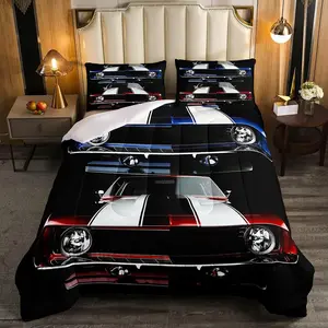 Classic Race Car Comforter Set,Retro Vehicles Theme Bedding Comforter
