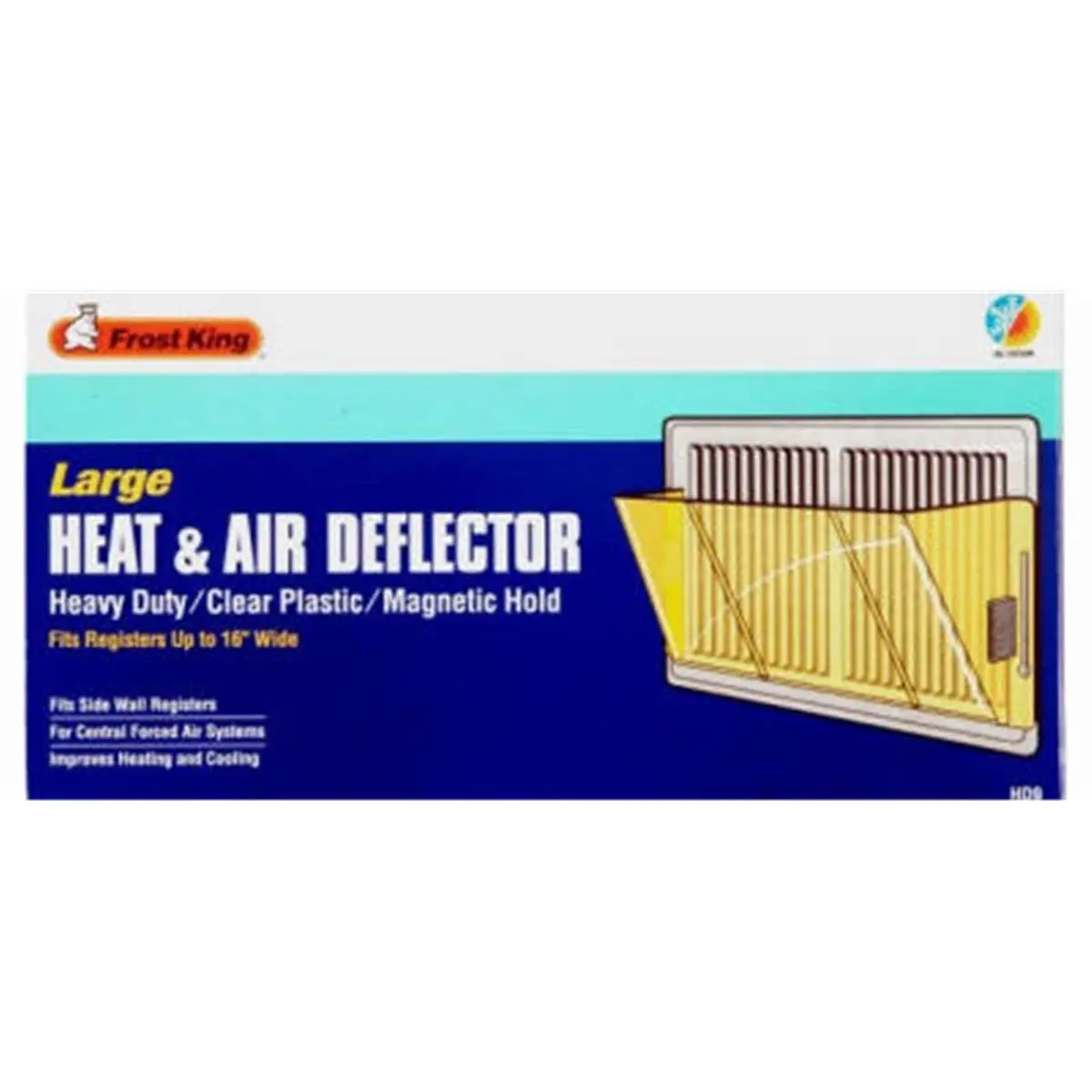 Frost King HD9 Heavy Duty Heat Deflector, 16 in. Unbreakable Plastic Air Diverter with Magnetic Hold for Vents and Registers, for Improved Heating and Cooling Efficiency (Sailing Water Sports Climate Control Accessory)