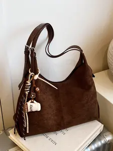 Women's Elegant Suede Crossbody/shoulder Bag, Large Capacity Single-Handle Design, Zip & Magnetic Snap Closures, Ideal for Daily Use, Fashionable Crossbody Bag