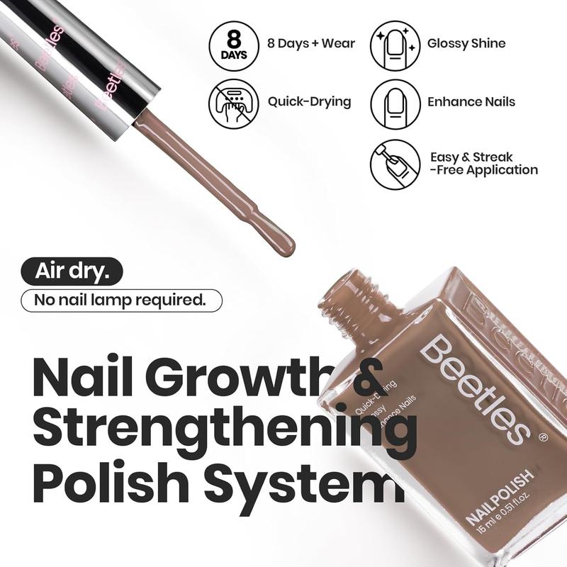 Beetles Brown Color Nail Polish Set,No UV lamp needed,Long Lasting & Quick Dry,Clear for Women,Nails Art,Nails at home,Manicure Beauty Products Pigment Translucent Salon Daily Gift Cutics Cosmetic #TikTokShopBacktoSchool