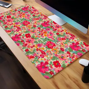 Floral Pattern Mouse Pad, 1 Count Rectangle Gaming Mouse Pad, Non-Slip Rubber Base Stitched Edge Desk Pad for Desk Laptop Desktop, Desk Accessories