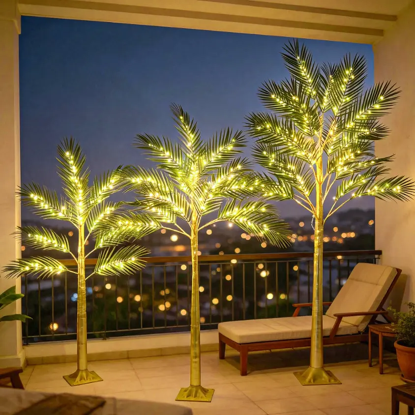 LED Island Evening Breeze Light-Up Coconut Trees (47/50/71 inches) – Perfect for home patio parties, tropical-themed parties, summer outdoor gatherings, Father’s Day, Independence Day, and other major holidays to create your dream summer decor