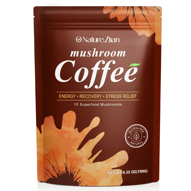 O NATURE ZIRAN Organic Premium Sugar-Free Instant Powder Coffee - Adaptogen Mushroom Powders & Drinks, Brain Energizing Wellness Beverage with 10 Varieties for Focus, Mushroom Energy & Stress Recovery