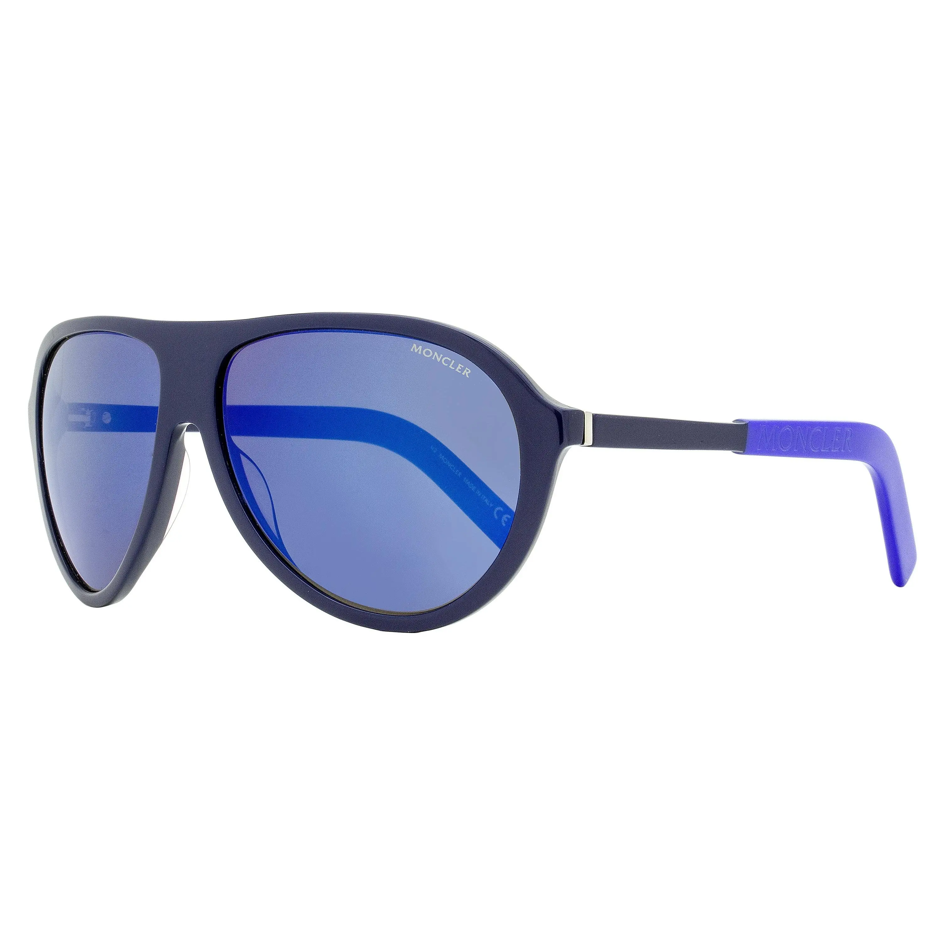 MONCLER Men's Roque ML0289 Pilot Sport Sunglasses, Acetate Bold Frames with 100% UV Protection, Blue 62mm, Aviator Men's Sunglasses, Contrasting Temples, High-Performance Design, Luxury Craftsmanship