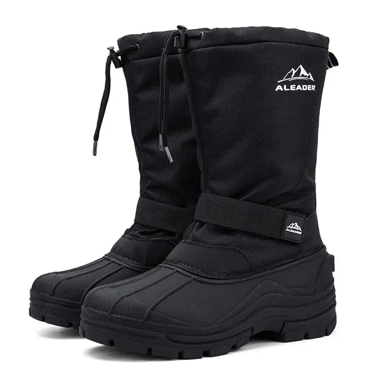 ALEADER Men's Winter Hiking Snow Boots - Waterproof, Insulated, Warm-Lined, Lightweight, Comfortable, Plaid Pattern, Round Toe, Velcro Strap, PU/TPR Sole, Men's Shoes, Athletic Basic, Outdoor Casual Cold-Weather Footwear