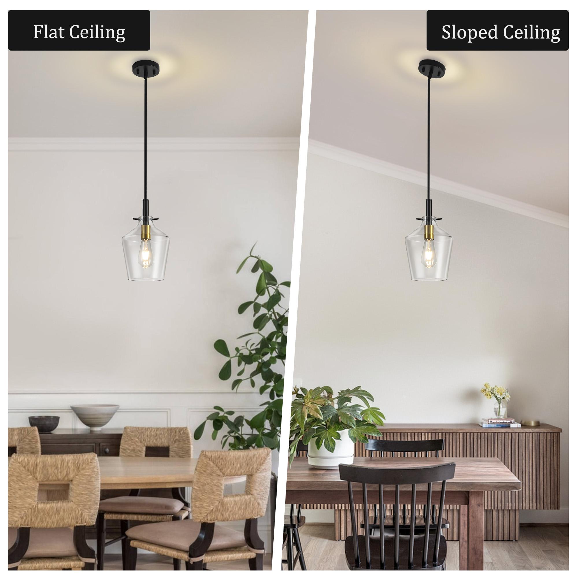 Clear Glass Bell Pendant Light Modern Single Head Hanging Lamp for Kitchen Island Black Gold Brushed Nickel Chrome Finish，E26，Bulb not included