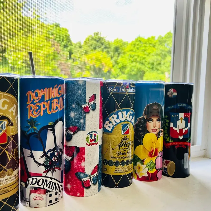 Tumblers Dominicanos | Dominican Tumblers | Stainless Steel Tumbler | Lid+Straw | Water Bottles | Skinny Tumbler cup