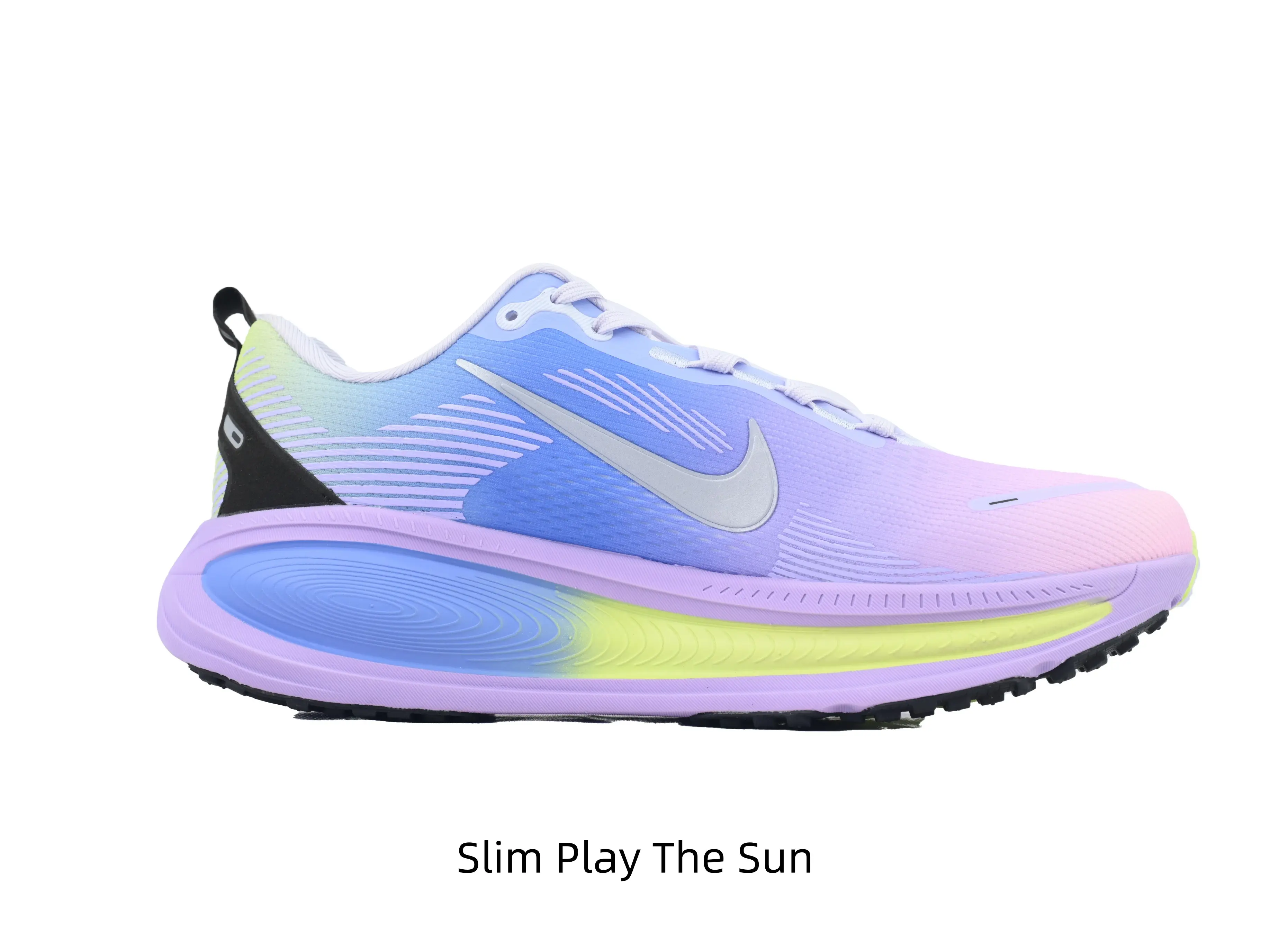 Ultra Thick Cushion Gradient Pastel Running Sneakers Unisex, Premium Perforated Breathable Mesh Upper, Eye-Catching Silver Contrast Side Accent, Full Length High Rebound Foam Shock Absorbing Midsole,