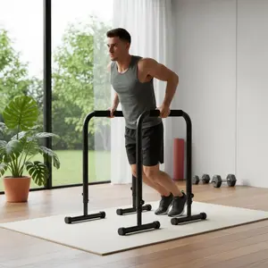Garvee Adjustable Dip Bars Station with 440LBS Heavy Duty Capacity, Portable Dip Bar for Calisthenics and Upper Body Workout, Push Up Bars Featuring Adjustable Height from 32" to 36" for Home Gym