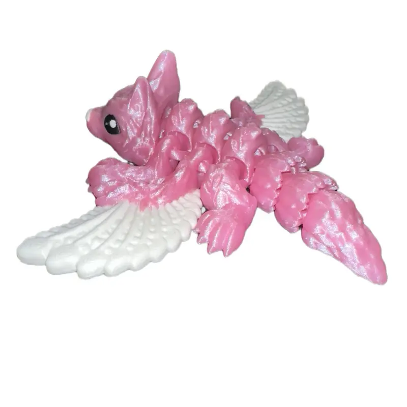 Flexi Winged Wolf Figurine (glitter pink/white)