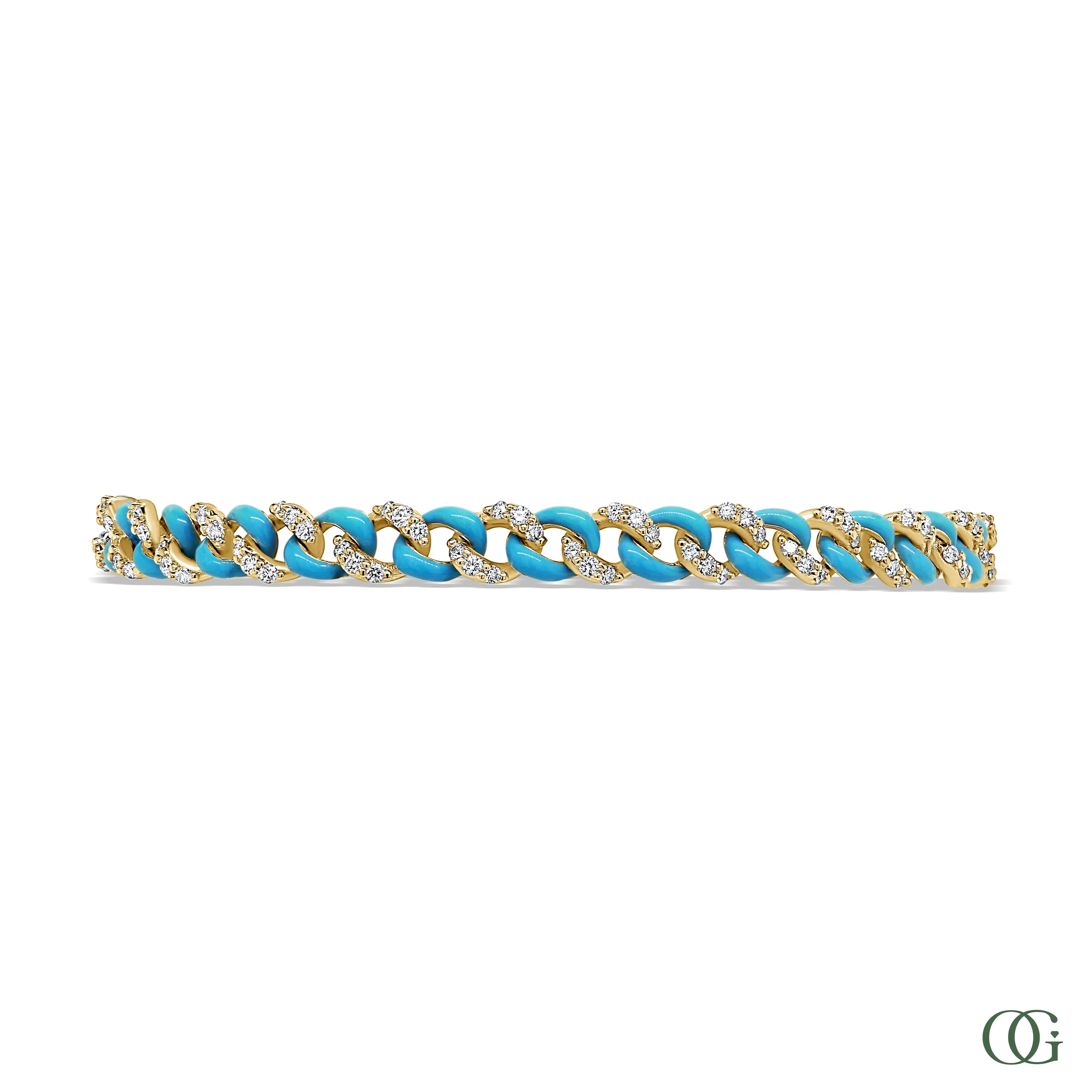 Blue Cuban Diamond Bracelet 1.20 CTW Blue Cuban Diamond Bracelet 1.20 CTW