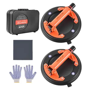 VEVOR Vacuum Suction Cup, 8-Inch Vacuum Glass Lifter with Metal Handle, 429 lbs Max Lifting Capacity Tile Suction Cup Tool with Carrying Case for Lifting Large Tile, Granite, Drywall, Windows (2-Pack)
