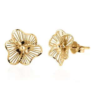 Blooming Flower Earrings in 10K Yellow Gold 1.40 Grams Christmas Gifts