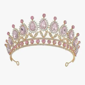 Tangled Pink and Gold Crown with Elegant Crystal Accents and Durable Design for Special Occasions