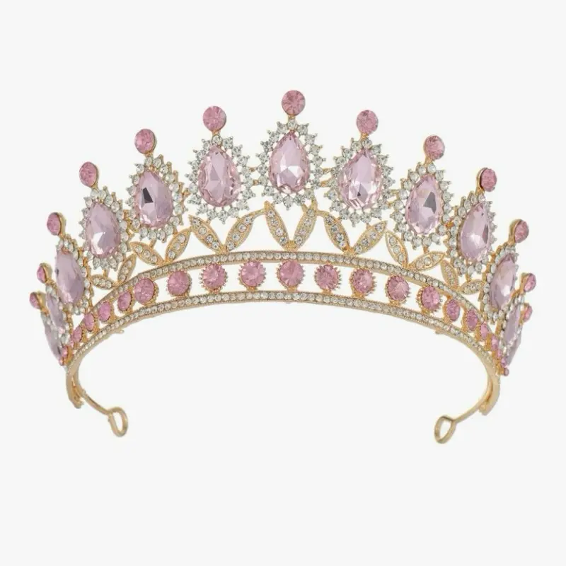 Tangled Pink and Gold Crown with Elegant Crystal Accents and Durable Design for Special Occasions
