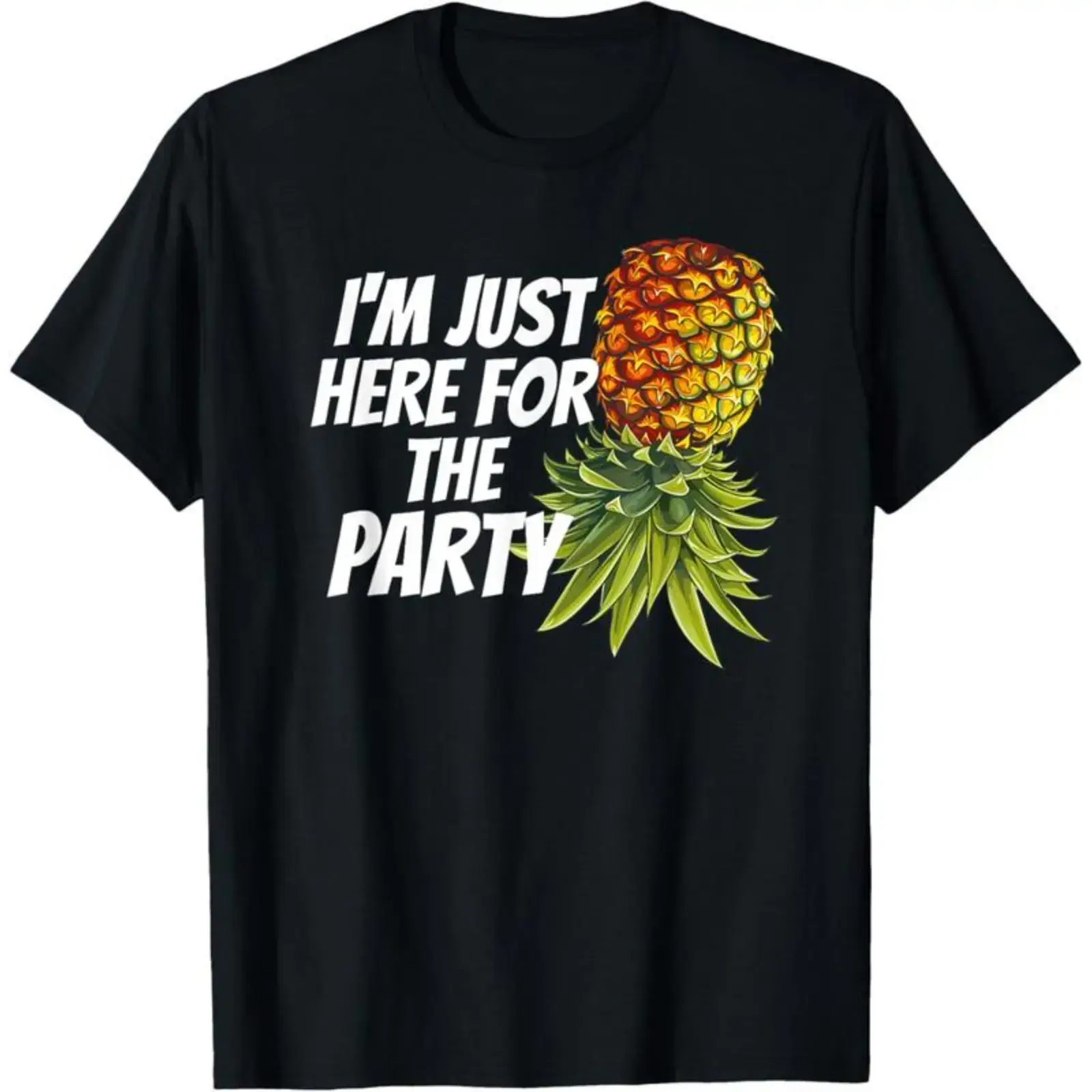 Menswear Tropical Classic Casual Fabric Swinger Pineapple Party Funny Bachelor T-Shirt - Quick-Dry Performance, Modern Graphic Feel, Unisex Fit, Embarrassing Airport Travel Outfit