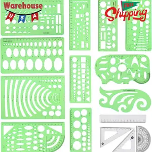 Geometric Drawings Templates Measuring Geometry Rulers 15 Pcs