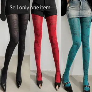 2026 Spring/Summer New Product Personalized Rose Dark Flower Bottom Pantyhose Sexy Trend Jacquard Silk Socks Durable Socks For Children