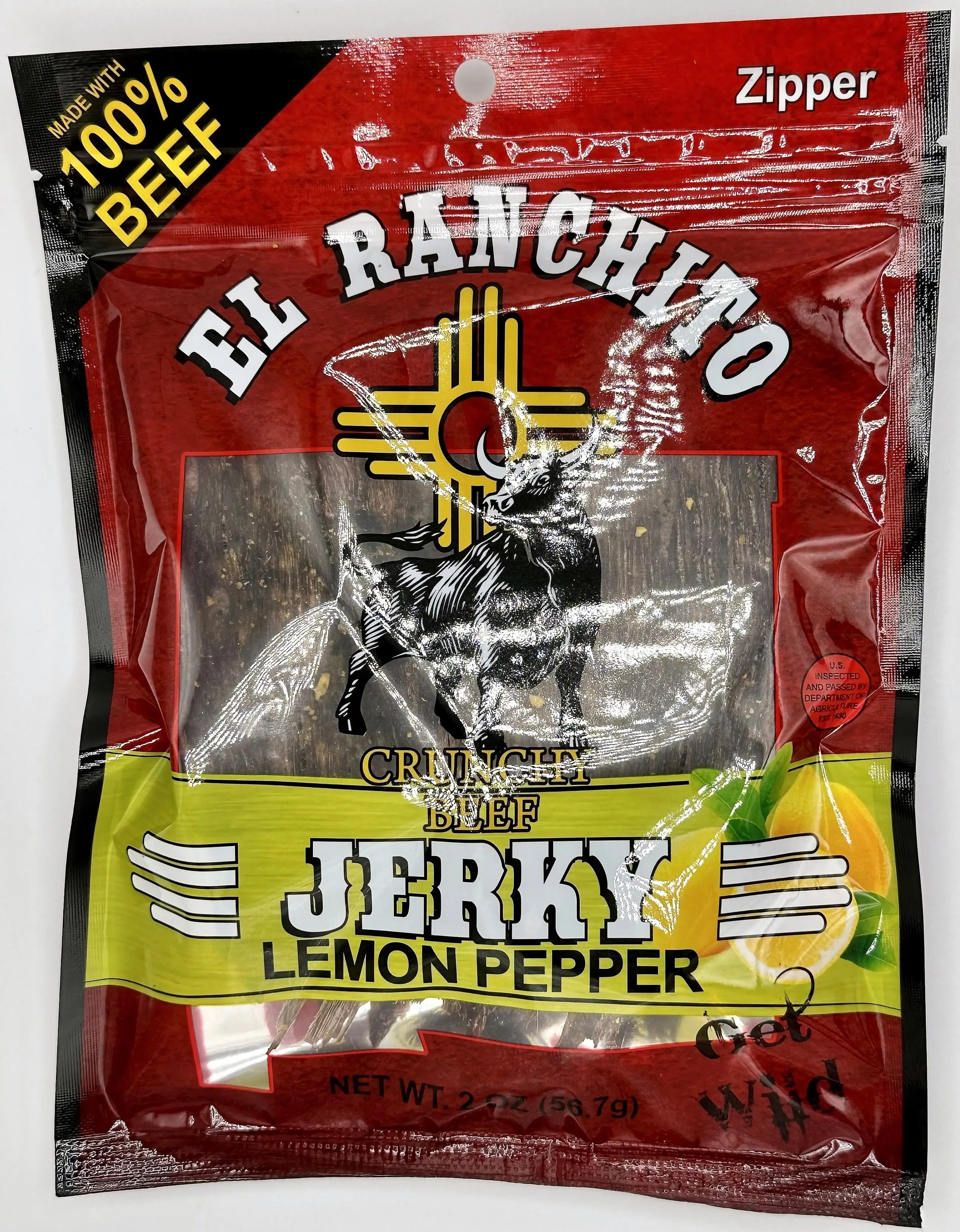 LEMON PEPPER - El Ranchito Crunchy Beef Jerky NET WT. 2 OZ