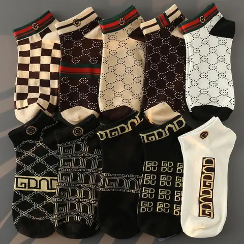 10 Pairs (Random) Soft Comfortable Mixed Color Short Socks Women, Multipack Socks, Letter Print Socks, Spring Summer Style, Casual Daily Wear, Casual Stylish Socks, Casual Comfy Socks, Unisex, Random Shipping