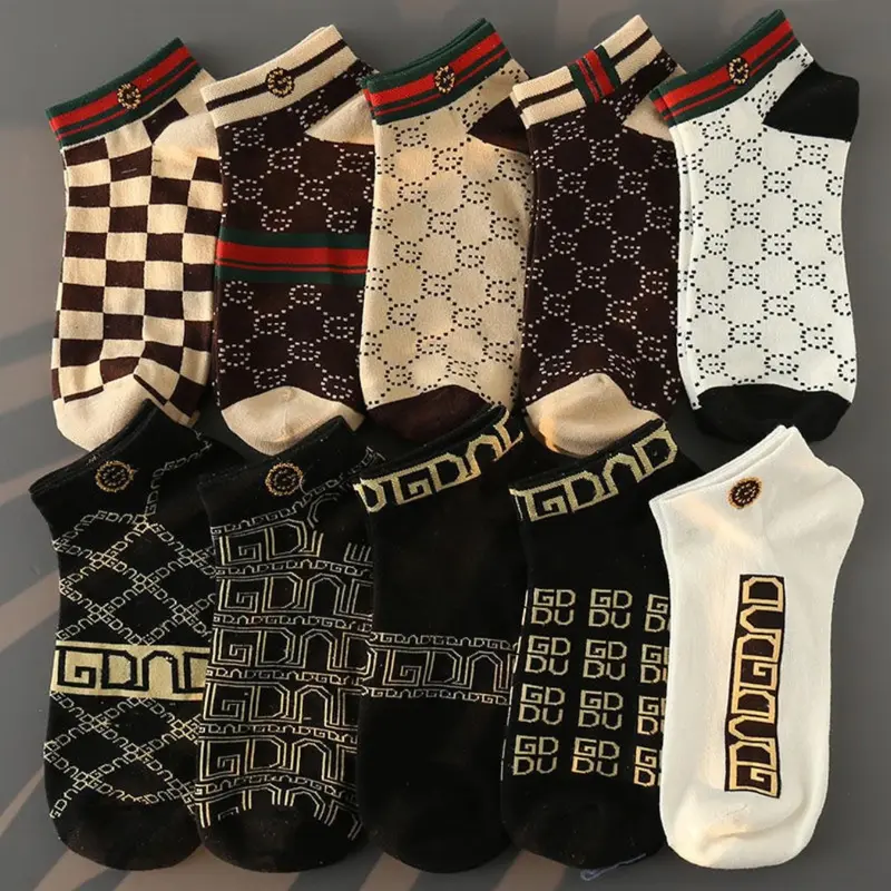 10 Pairs (Random) Soft Comfortable Mixed Color Short Socks Women, Multipack Socks, Letter Print Socks, Spring Summer Style, Casual Daily Wear, Casual Stylish Socks, Casual Comfy Socks, Unisex, Random Shipping