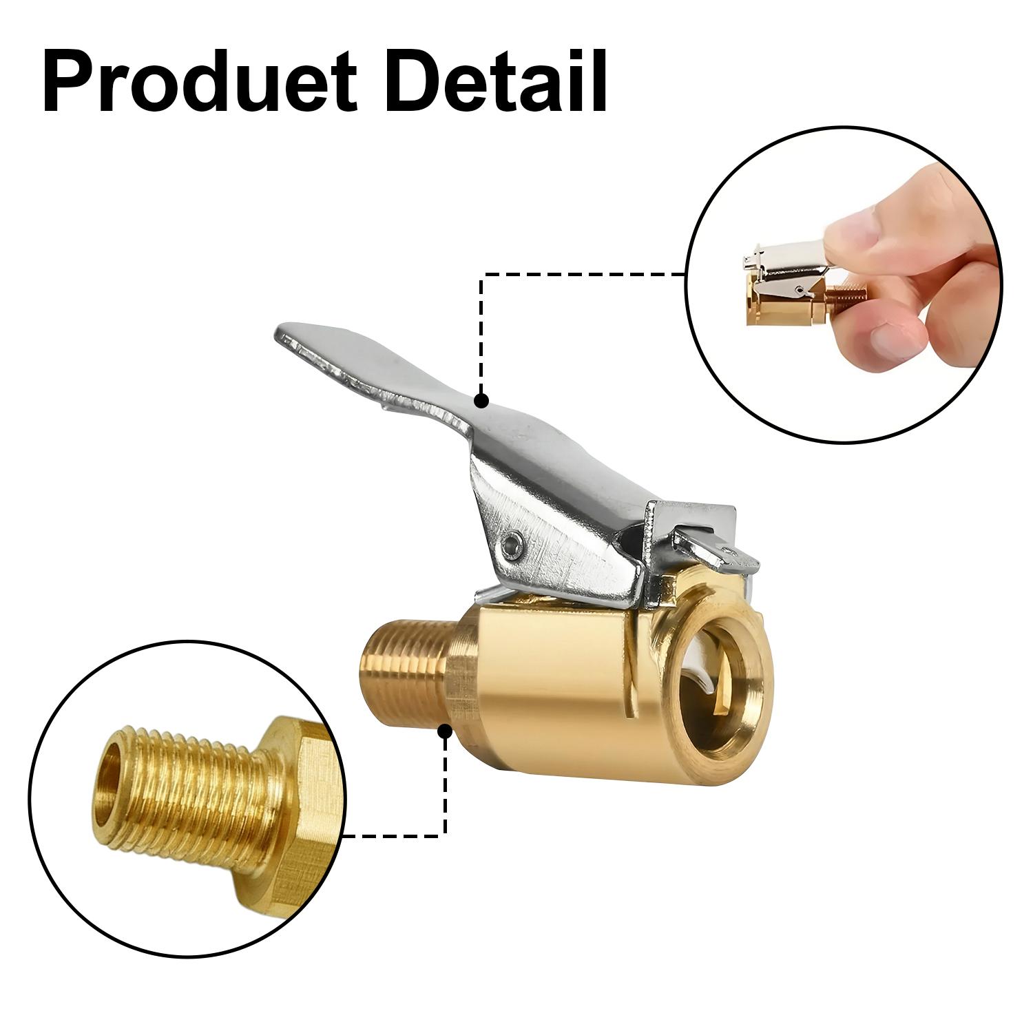 2 Pcs Brass Locking Tire Air Chuck, Tire Inflator Hose Adapter for Twist On Connection Convert to Lock On, No Air Leakage Air Compressor Pump Clip On Tire Chucks, Tire Nozzle with Tire Valve Thread