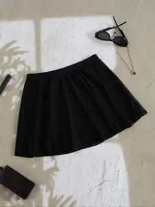 New Slimming Mesh Sun Protection Swimsuit, Summer Beach Fashion Women's Swimwear, Swimsuits Skirts, Leopard Pattern, Drawstring Design, Ruched Style