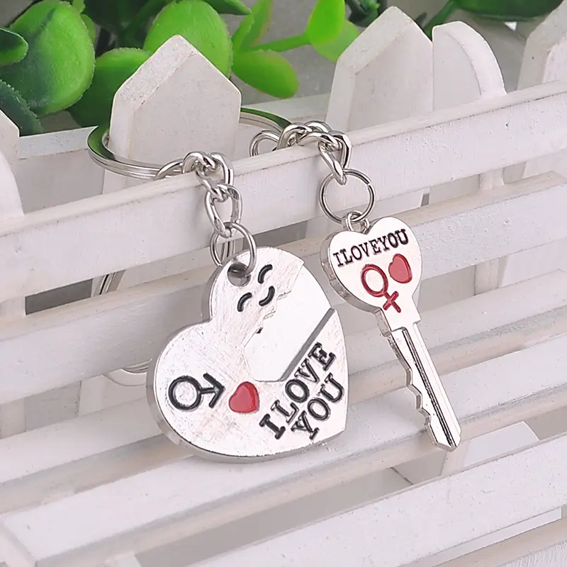 Cute Heart Shaped Couple Keychain Set Fashion Matching Key Ring Exquisite Daily Ornament Portable Stylish Accessory Ideal for daily carry dating commute and gift giving-MM1