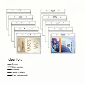 10-Pack Horizontal Card Sleeves, Soft Card Sleeves, Transparent Badge Holders with Lanyards, Double-Sided Transparent ID Card Holders for Work Badges and Name Tags