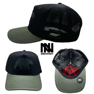 615Nash Headwear Smoky Mountain Black Bear Snapback Hat - Unisex Adjustable Olive Green Bill & Soft Mesh Back for Comfort