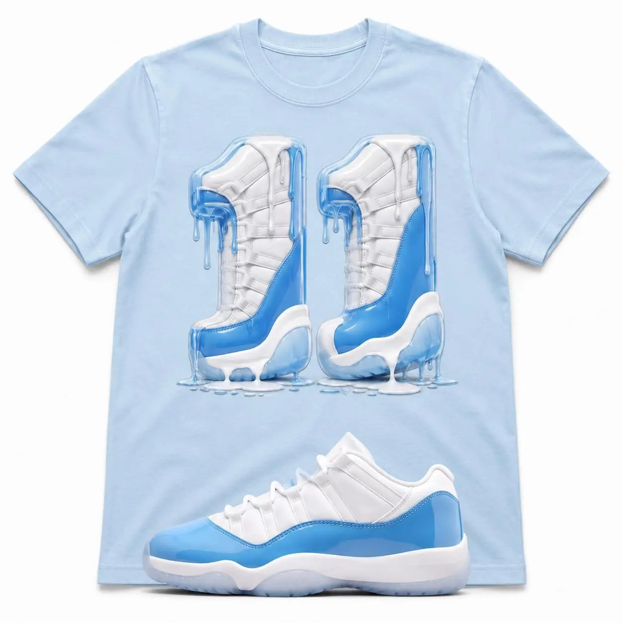 11 Icy Blue Sneaker Graphic T-Shirt | Blue Drip Streetwear Tee | Retro Sneakerhead Gift | Unisex Urban Fashion Shirt
