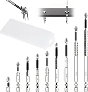 【Home Essential】9PCS High Magnetic Screwdriver Drill Bit Set, 2025 New K5 Impact Resistant Non Slip Bit, Upgrade Strong Magnetic Durability Screwdriver Drill Bit Set(1, 25+50+65+70+75+90+100+120+150mm)，screwdriver tool Hardware