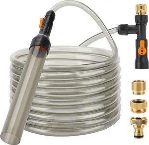 hygger Bucket-Free Aquarium Water Change Kit Metal Faucet Connector Fish Tank Vacuum Siphon Gravel Cleaner with Long Hose 25FT/33FT/49FT Drain & Fill