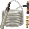 hygger Bucket-Free Fish Tank Vacuum Siphon Gravel Cleaner - Universal Aquarium Maintenance Tool for Fish Owners with Brass Faucet Connector, 25FT Vinyl Drain & Fill Hose, Left-Handed Design, Pet Supply Adapters (Pack of 1)