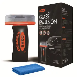 100ml Car Windshield Cleaner, 1 PC / 2 PCS Glass Oil Film Remover with Brush SET, Anti-Fog Glass Emulsion for Auto & Household, Improve Driving Visibility