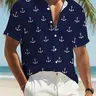 Men'S Hawaiian Shirt, Tropical Casual Short-Sleeve Button-Up with Anchor Print - Machine Washable - Perfect for Hawaii Tops