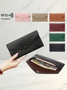 New RFID Blocking Women's Wallet, Leather Soft Envelope Long Wallet, Ultra-Thin Portable Card Holder, Fashionable Handbag, RFID Wallets, Gift for Birthday