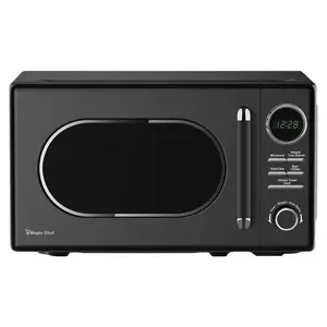 Magic Chef 0.7 Cubic Feet 700 Watt Classic Retro Countertop Microwave, Black