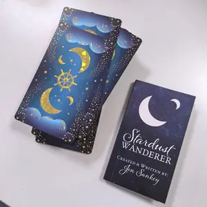 Stardust Wanderer Tarot - 78 Illustrated Borderless Cards with Holographic Gold Edge Border