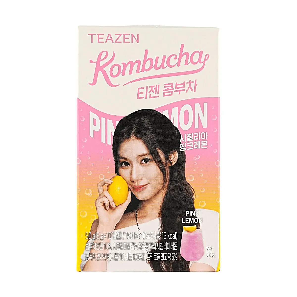 Teazen Korean Kombucha Drink Mix - Sicily Pink Lemon Flavor, 10 Sachets (50g) - Probiotic Gut Health, Low Calorie, Refreshing, TWICE Sana's Favorite