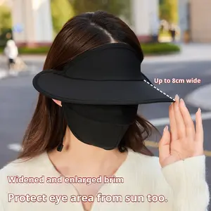 Sunscreen Face Mask with Hood and Brim 8cm Wide Fleece Lining UV Protection Windproof Cold Resistant for Warmth