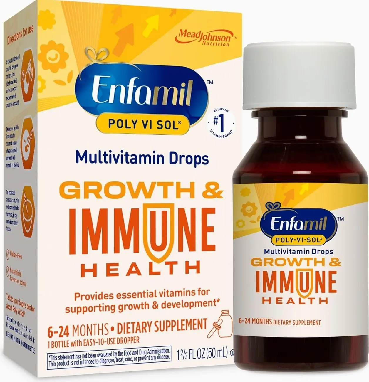Enfamil Poly-Vi-Sol Liquid Multivitamin Supplement for Infants and Toddlers, 50 mL dropper bottle