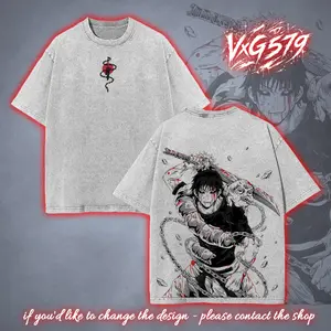 Sorcerer Killer Toji Fushiguro JJK Jujutsu Kaisen Anime Manga Unisex Washed  Tshirt Top Streetwear Fit Soft graphic tee