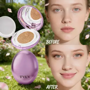 Airbrush Finish Hydrating Air Cushion BB Cream, Lightweight Long-Lasting All-Day Wear Buildable Coverage Seamless Skin-Fitting Concealer Foundation for Natural Dewy Makeup