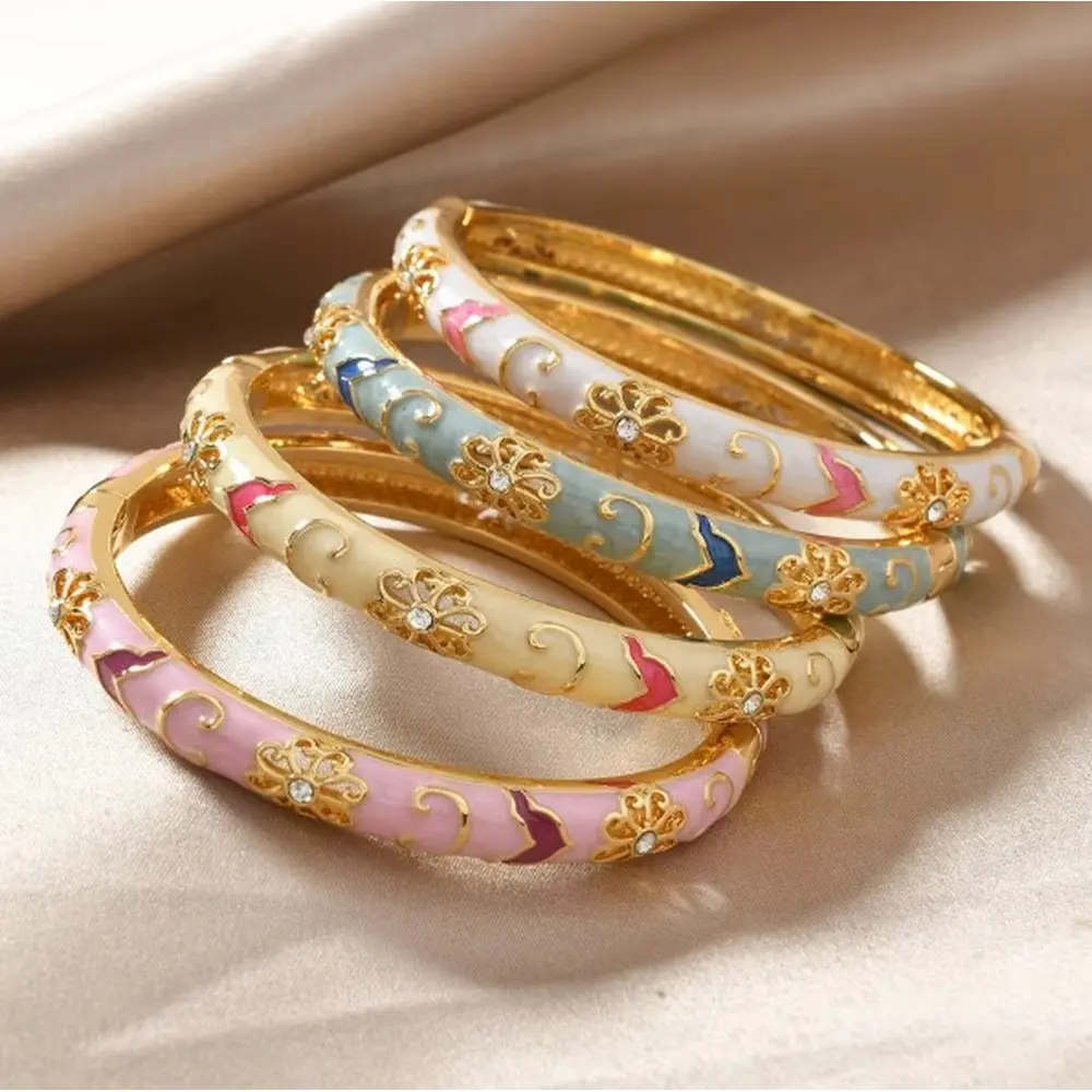 PROMO国内見本盤７インチ：バングルス/Bangles In YourRoom Enamel Open Bangle Bracelet for Women Palace Style Chinese
